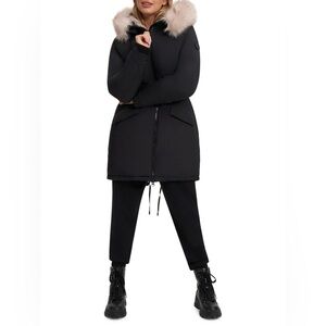 Noize Women's Caroline Faux Fur Trim Parka In Black Size Small New